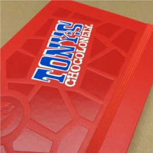Moleskine rood met logo bedrukking