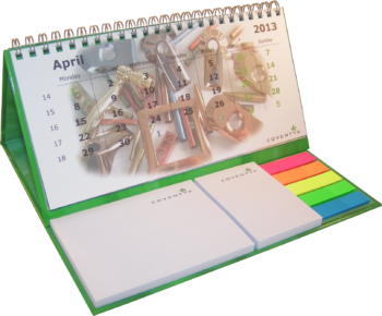bureaukalender hardcover wire-o met zelfklevende memo's en pagemarkerset