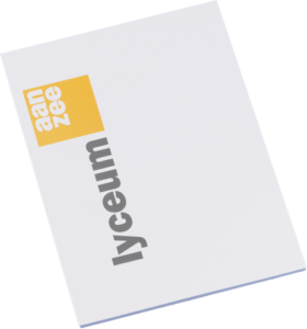 proefwerkblok kopgelijmd met omtrokken dekblad