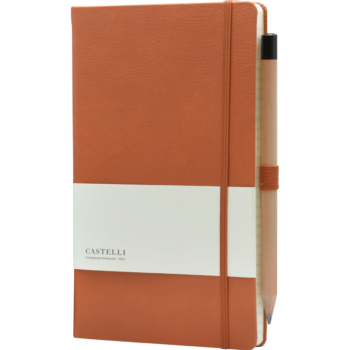 Leren notitieboek met bedrukking | Castelli Cognac Bruin