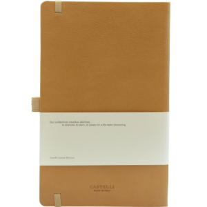 Castelli notitieboek Premium Lederlook Cognac bruin 371 achterzijde