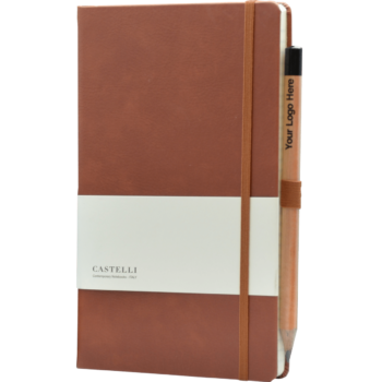 Castelli notitieboek bedrukt met eigen logo Premium Lederlook donkerbruin 387