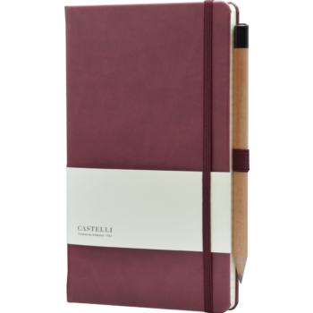 Castelli notitieboek bedrukken met logo soft touch bordeaux rood