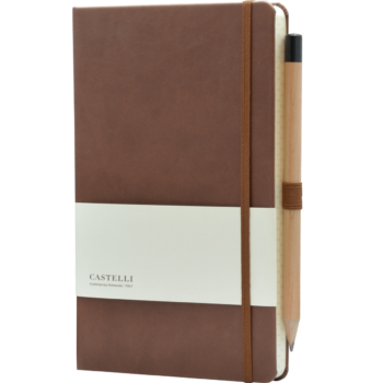 Castelli notitieboek met logo soft touch bruin 461