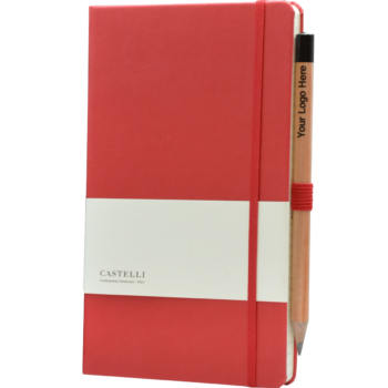 Castelli notitieboek met logo soft touch rood 187