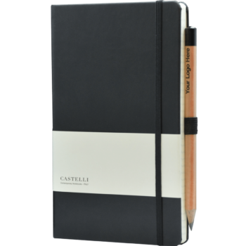 Castelli Notitieboek Zwart met eigen logo (soft touch)