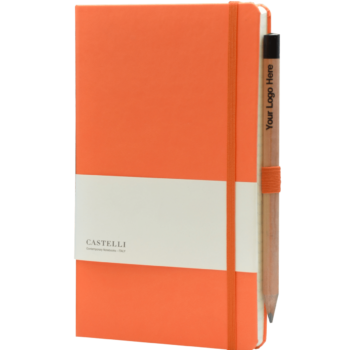 Castelli notitieboek bedrukt met eigen logo soft touch oranje 452
