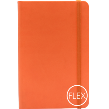 Castelli notitieboek met flexibele kaft oranje bedrukt met eigen logo