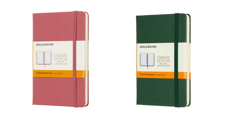 Twee nieuwe moleskine notitieboek kleuren