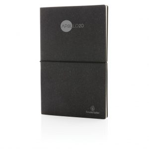 Recycled leder notitieboek zwart 6