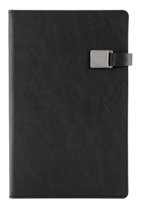 Notitieboek met magneetsluiting en eigen logo bedrukking zwart