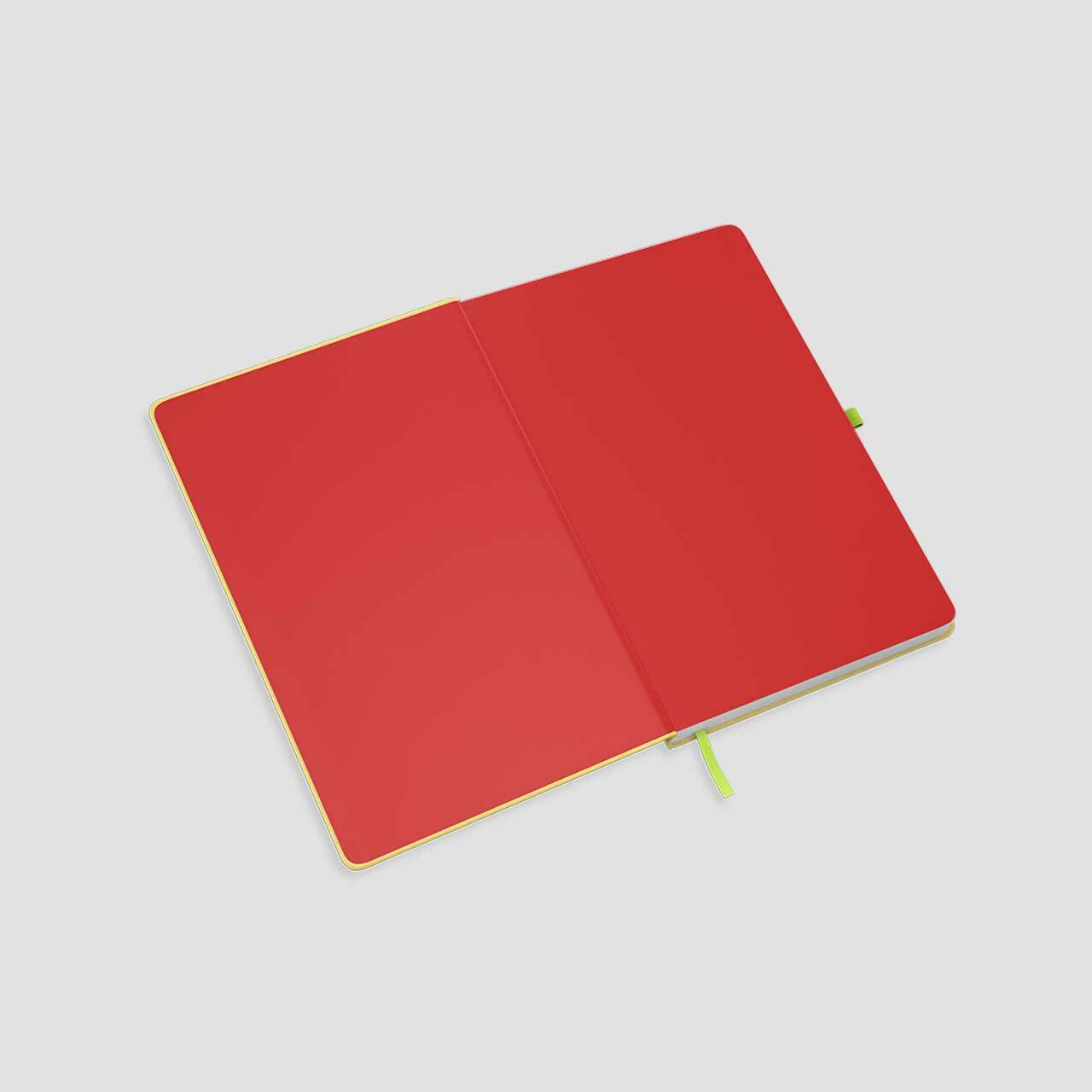 Mix&Match notitieboek opengeslagen spiegelbladen rood